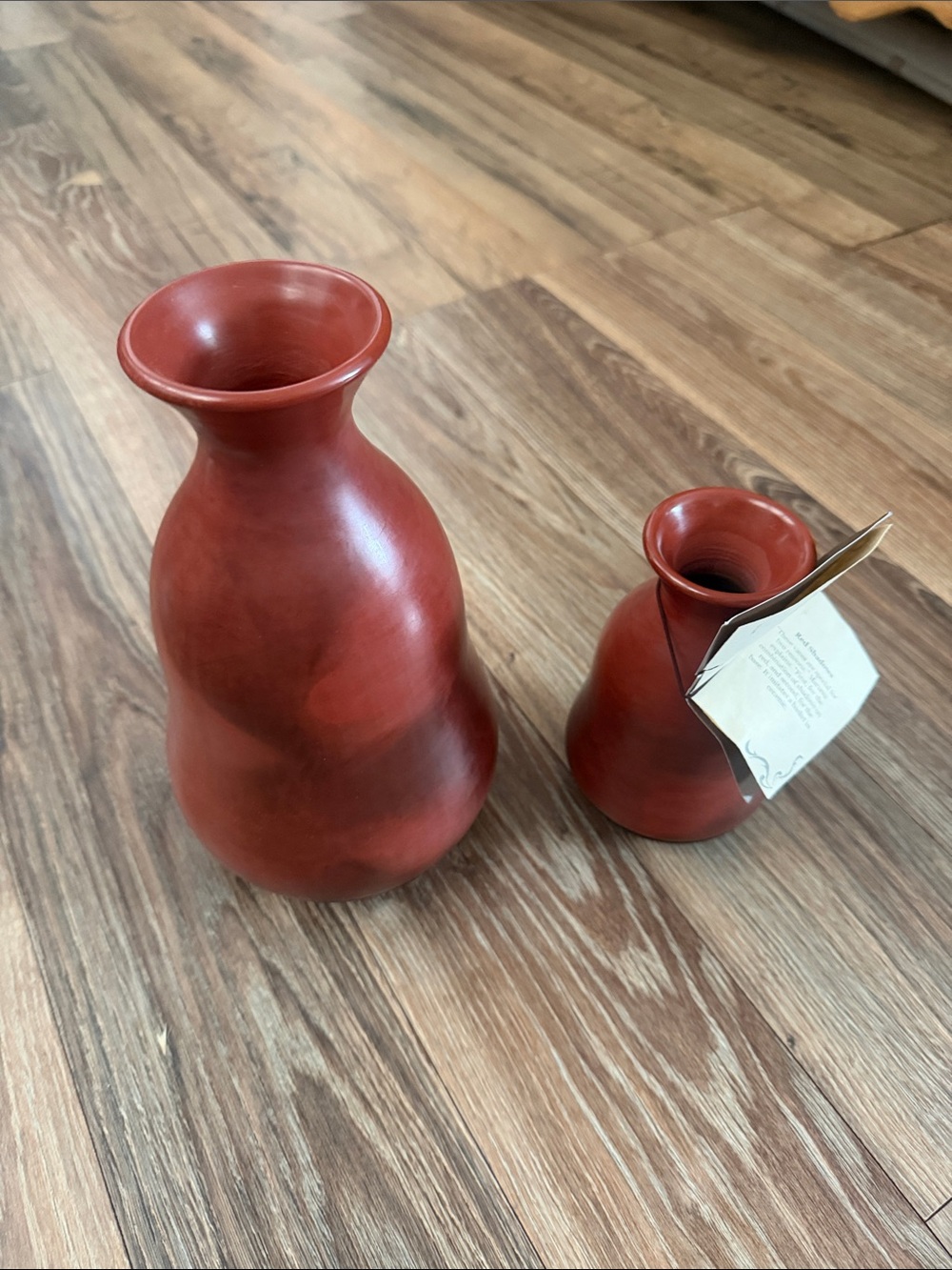 Pair of Red Ceramic Vases — Decorative Home Accents